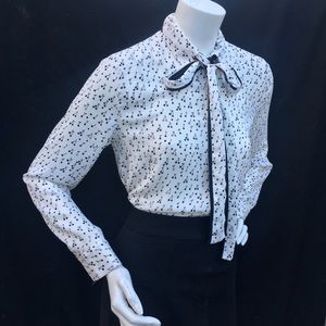 Loft long sleeve cherries blouse with bow tie Med